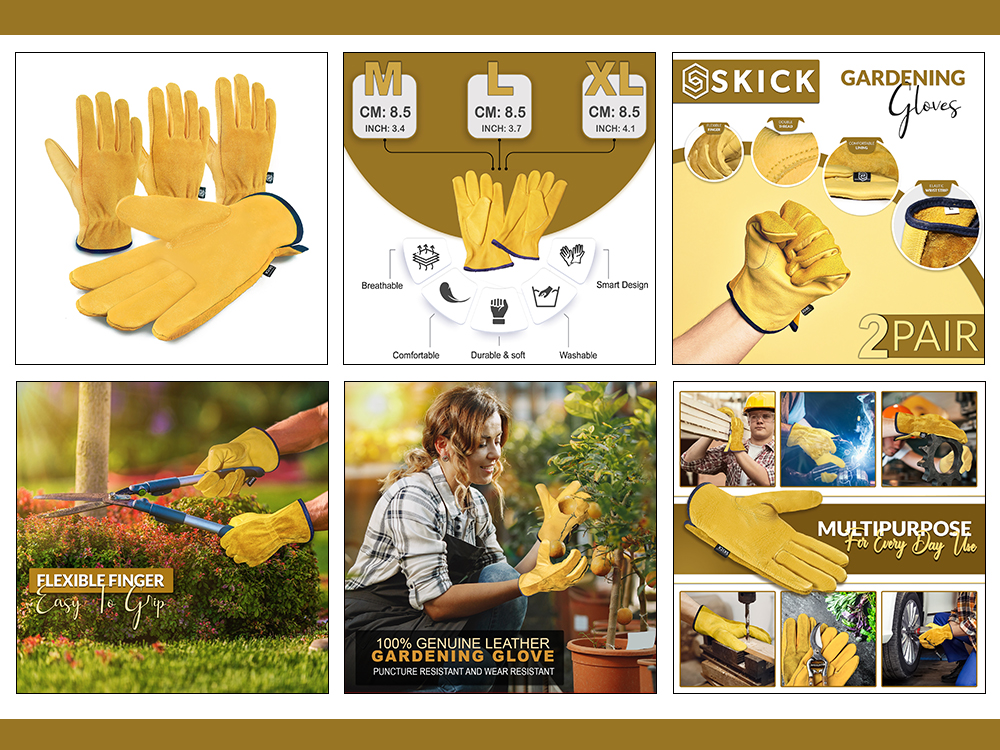 Gardening gloves Amazon product listing image design — Techntec digital marketing agency Pakistan
